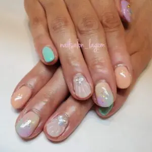 7月の定額ネイル(タイダイ×マーメイド)