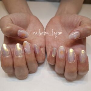 7月の定額ネイル(インク×オーロラフラワー)