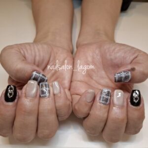 10月の定額ネイル(フラッシュオンチェック)