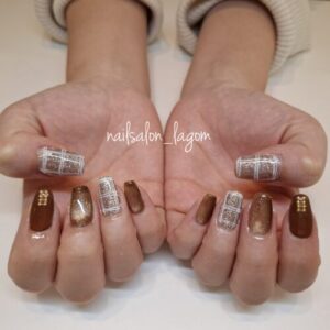 10月の定額ネイル(フラッシュオンチェック)