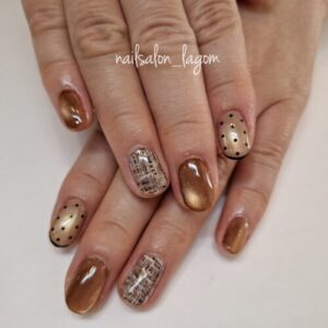 12月の定額ネイル(ドット＆ツィード)