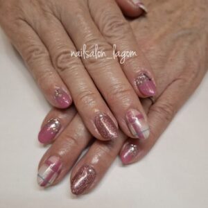 1月の定額ネイル(グラデーションチェック)