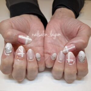 1月の定額ネイル(グラデーションチェック)