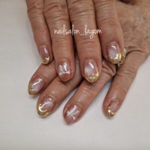 1月の定額ネイル(マグ×ミラー×リボン)