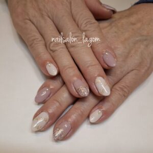 2月の定額ネイル(ツィード＆リボン)