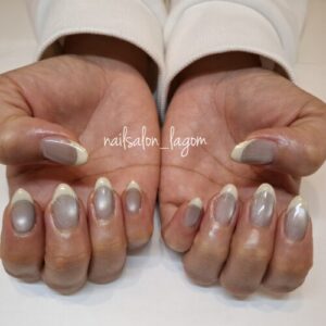 限定ネイル(マグ×フレンチ)