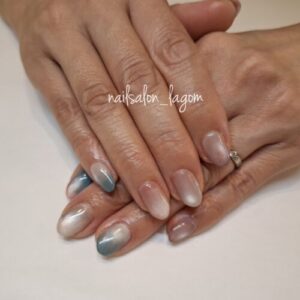 6月の定額ネイル(タイダイ＆マグ)